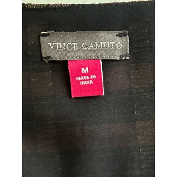 Vince Camuto Womens Sleeveless V Neck Pink Black Plaid Maxi Dress M - Picture 3 of 6